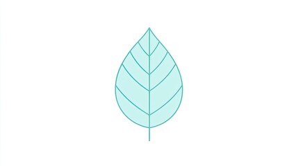 A simple illustration of a light blue leaf on a white background, symbolizing nature.