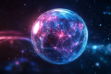 Obraz premium Futuristic glowing sphere with network connections.