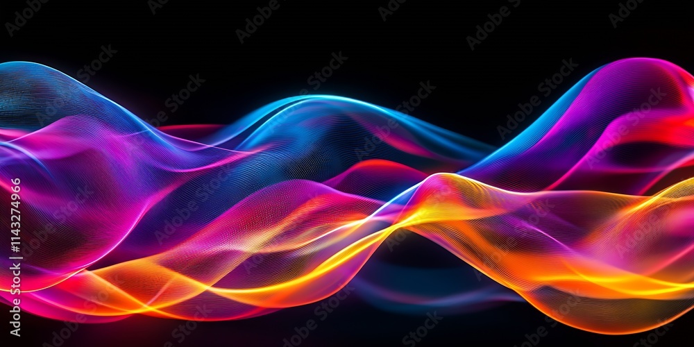 Aufkleber Dynamic Multicolored Light Wave Concept with Abstract Motion : Generative AI