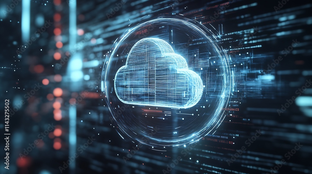 Aufkleber Innovative Cloud Technology Sphere with Dynamic Data Flows and Digital Networks : Generative AI