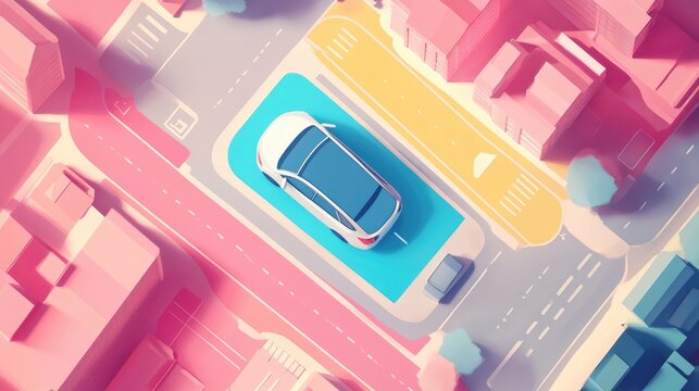 ride-sharing app flat design top view smart mobility watercolor Complementary Color Scheme