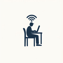 Minimalist vector logo design of remote work connection