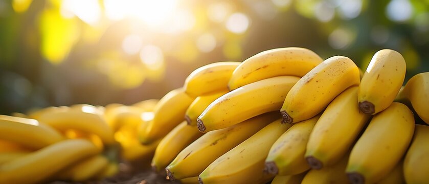 Fresh bananas in sunlight.