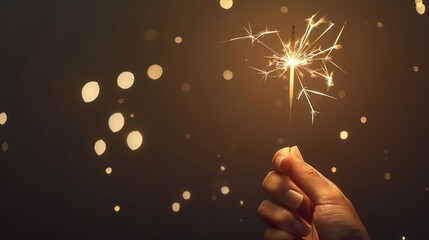 Patriotic Party with Sparklers and Blurred American Flag for 4th of July Celebration
