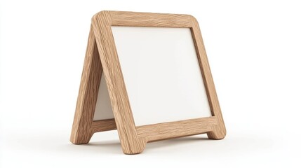 A wooden A-frame sign with a blank surface, ideal for displaying messages or menus.