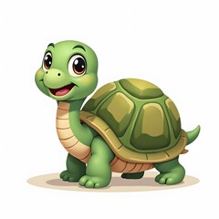 Fototapeta premium Cute 2D Cartoon Turtle Clipart for Kids Isolated on White Background