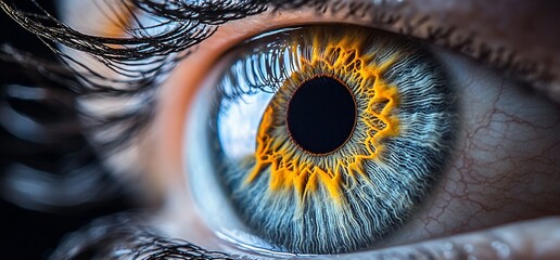 Close-up of a vibrant, detailed human eye with striking colors.