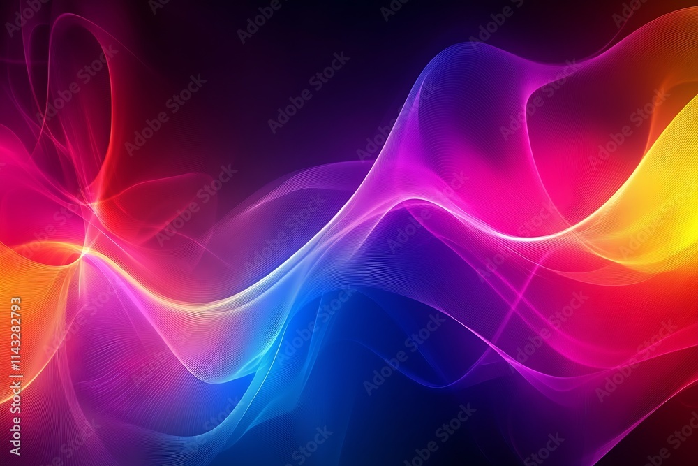 Poster Radiant Abstract Colorful Flowing Lines of Light : Generative AI