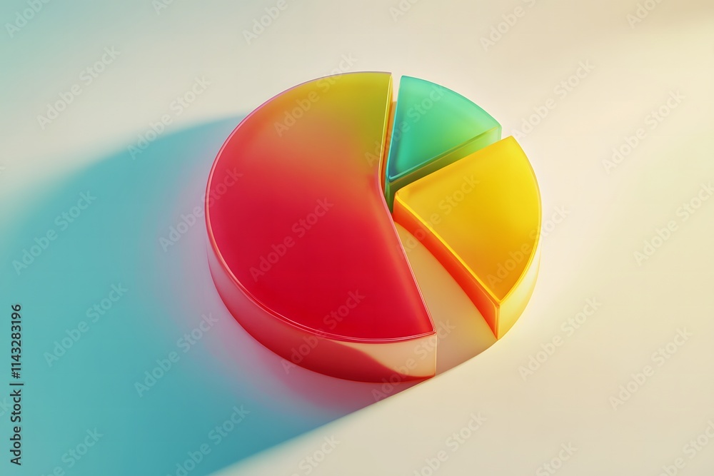 Poster colorful pie chart representation with vibrant segments emphasizing data visualization and modern de