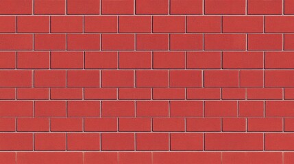 Red brick wall texture.  Even rows of rectangular bricks.  Detailed surface.  Uniform pattern.  Architectural background.  