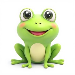 Obraz premium Adorable 2D Cartoon Frog Clipart for Kids Isolated on White Background