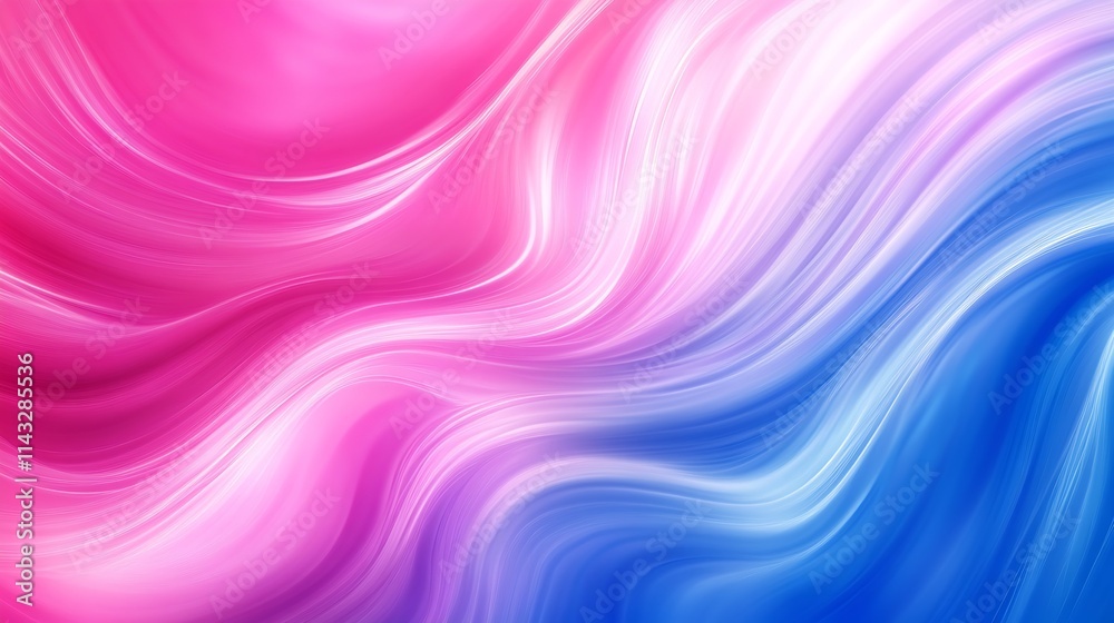 Poster Dynamic Pink and Blue Gradient Swirl Pattern with Fluid Texture and Wave Design : Generative AI