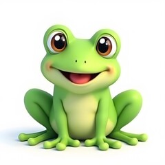 Fototapeta premium Adorable 2D Cartoon Frog Clipart for Kids Isolated on White Background