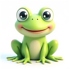 Obraz premium Adorable 2D Cartoon Frog Clipart for Kids Isolated on White Background