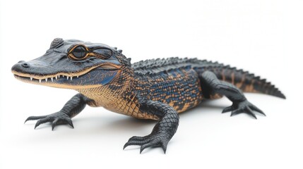 Obraz premium A realistic model of a crocodile, showcasing intricate details and textures.