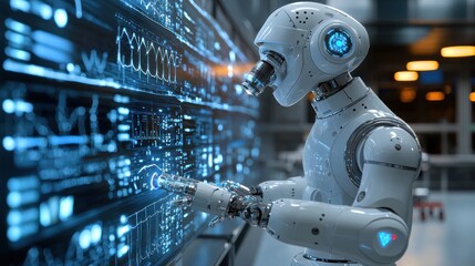 Fototapeta premium Advanced AI: Robotic Data Analysis