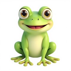 Naklejka premium Adorable 2D Cartoon Frog Clipart for Kids Isolated on White Background