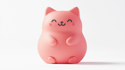 A cute, pink cat-shaped squishy toy with a happy expression.