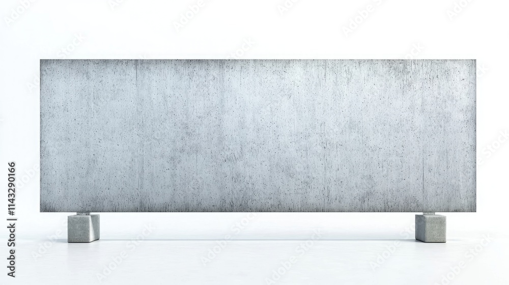 Wall mural A minimalist concrete panel displayed on two supports against a white background.