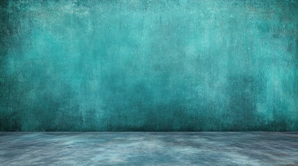 Teal textured wall and floor background.