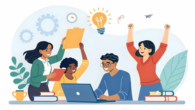 Team Interactive Learning Embracing Challenges Growth Mindset Empty Space Left