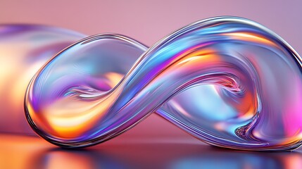 Infinity-Inspired 3D Abstract Waves with Multicolor Gradient in Artistic Digital Rendering : Generative AI