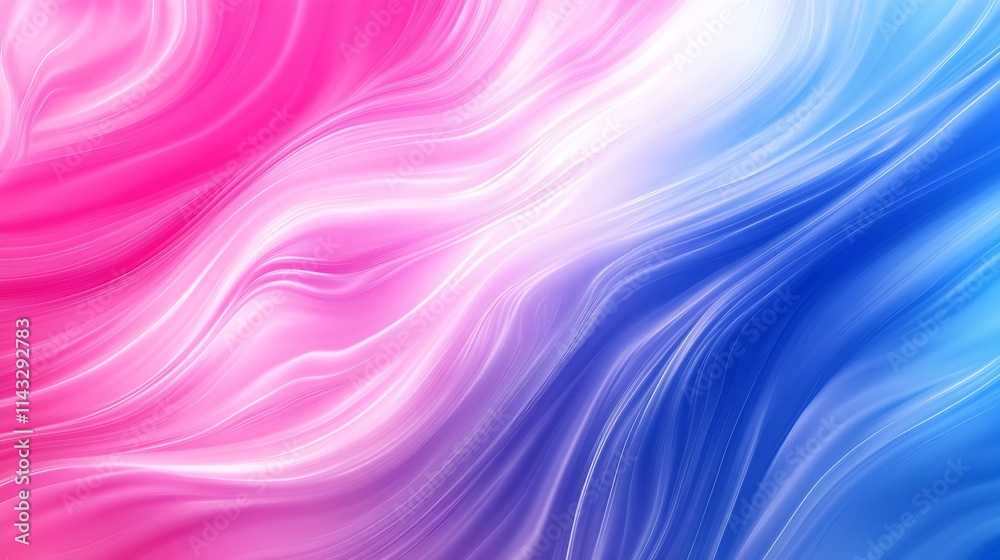Aufkleber fluid pink and blue gradient abstract waves with smooth swirling texture : generative ai