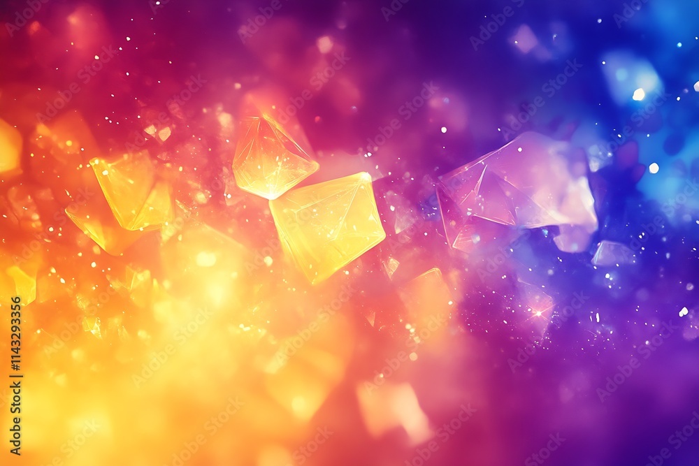 Fototapete dynamic vibrant abstract crystals with a colorful spectrum blending : generative ai