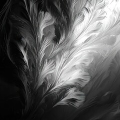 Obraz premium Feather-like abstract textures in monochromatic tones.