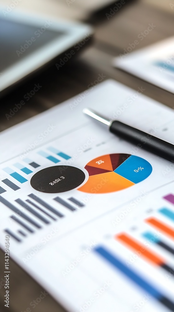 Aufkleber Financial Data Visualization with Colorful Graphs and Charts for Strategic Business Decisions : Generative AI
