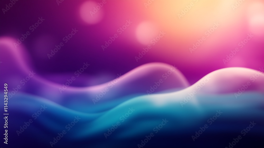 Poster dreamy pastel abstract background with curved lines and blurred light spots : generative ai