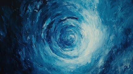 Abstract swirling blue paint texture.