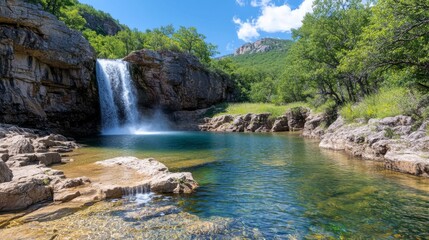 Fototapeta premium Majestic Waterfall in River