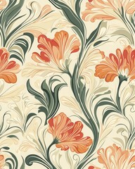 Floral Art Nouveau Seamless Pattern Design