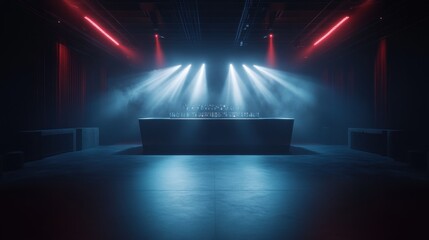 A dimly lit bar scene with dramatic lighting and a sleek counter, suggesting nightlife vibes.