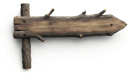 Rustic wooden signpost with natural texture and branch details