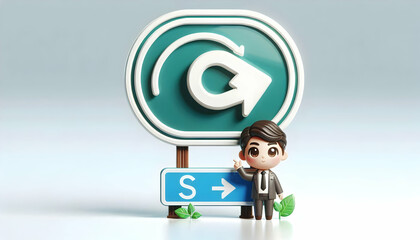 3D Business Road Sign Pointing to Sustainability with Ample Copy Space for Commitment to Eco-Friendly Practices