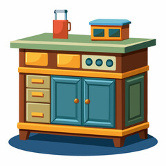 colorful illustration of a kitchen island