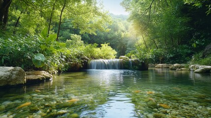 Obraz premium Serenity of Forest Waterfall