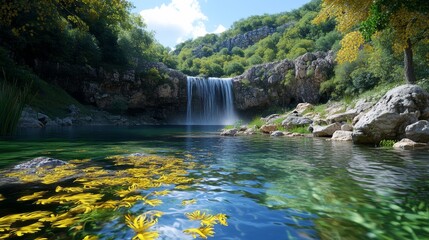 Majestic Waterfall in Nature