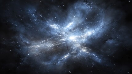 Fototapeta premium Cosmic nebula with bright core and swirling gas clouds.