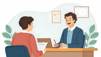 Interviewee Engaging in Clear Conversation Conveying Qualifications with Space for Text