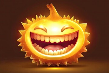 Fototapeta premium A Happy Smiling Golden Durian Fruit Character