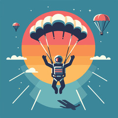 vector image of a person parachuting