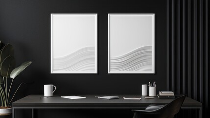 office interior with white frame's 