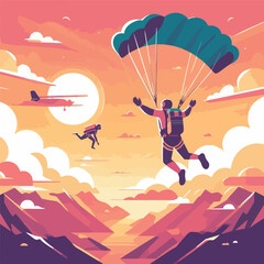 vector image of a person parachuting