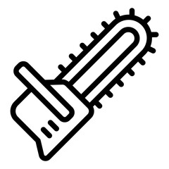 Chainsaw outline icon for heavy duty woodcutting and forestry operations
