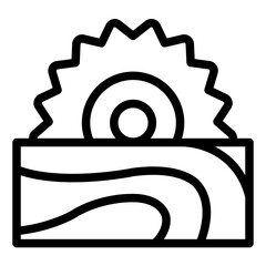 Circular wheel saw outline icon for woodworking and construction activities