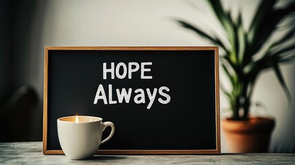 blackboard with text "Hope Always"