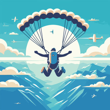 vector image of a person parachuting